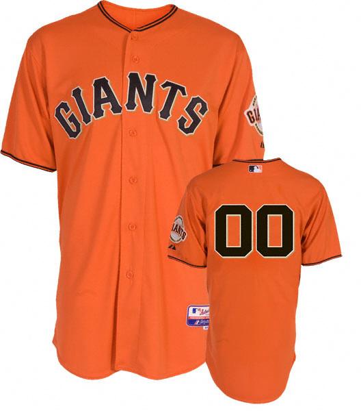 SF Giants Authentic Home Orange Baseball Jersey by Majestic with WORLD